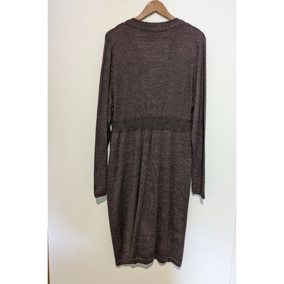 Peruvian Connection Women's Silk Wool Blend Faux-Wrap Dress XL Purple Grey - Picture 3 of 6